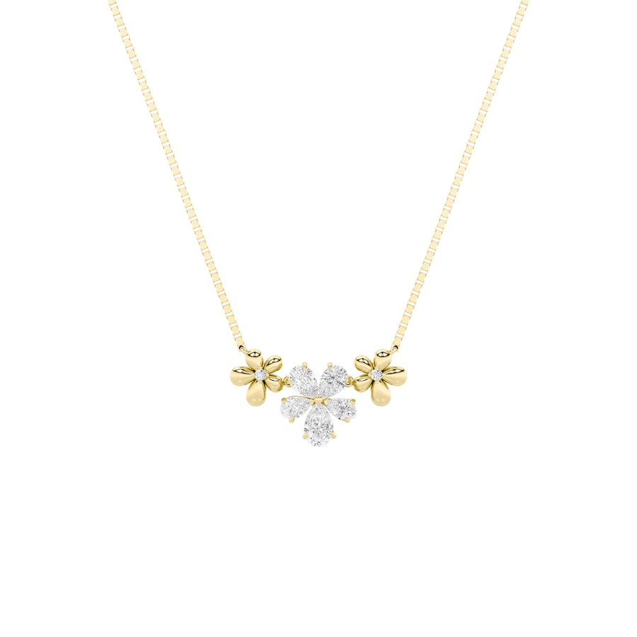 Pear Shape Fancy Flower Necklace lab grown diamond