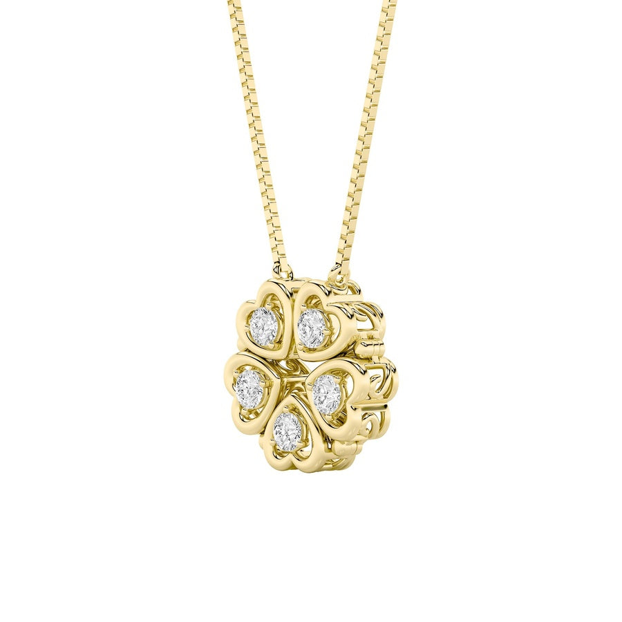 1Cttw Round Shaped Lab Grown Diamond (F/VS) HeartShaped Necklace in 14K Gold
