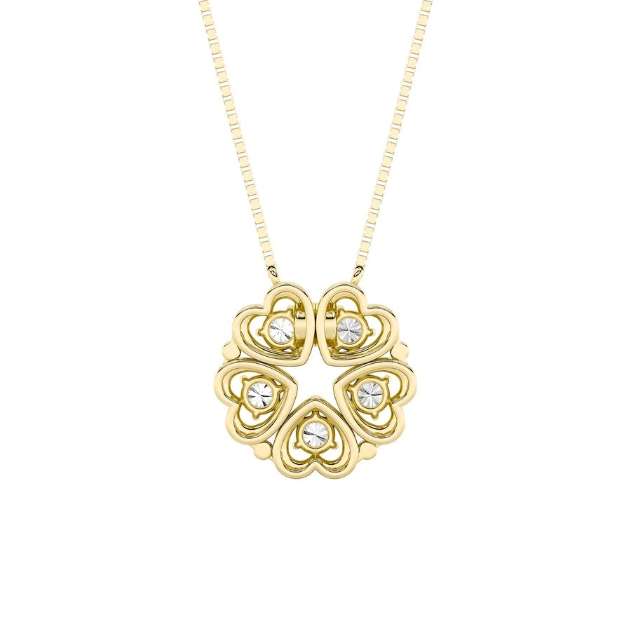 1Cttw Round Shaped Lab Grown Diamond (F/VS) HeartShaped Necklace in 14K Gold