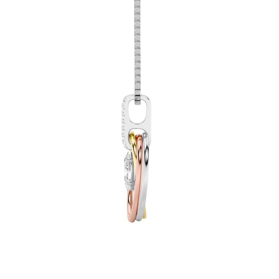 1.5Cttw Oval Shaped Lab Grown Diamond (F/VS) ThreeTone Solitaire Accented Pendant in 14K Gold