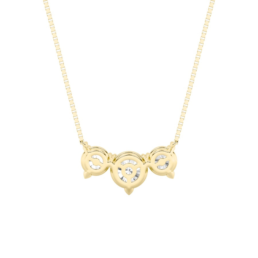 2Cttw Round Shaped Lab Grown Diamond (F/VS) ThreeStone Necklace in 14K Gold