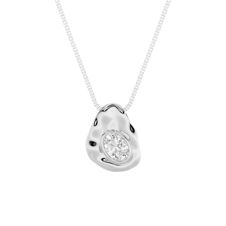 1Cttw Oval Shaped Lab Grown Diamond (F/VVS) Organic Design Solitaire Pendant in 14K Gold