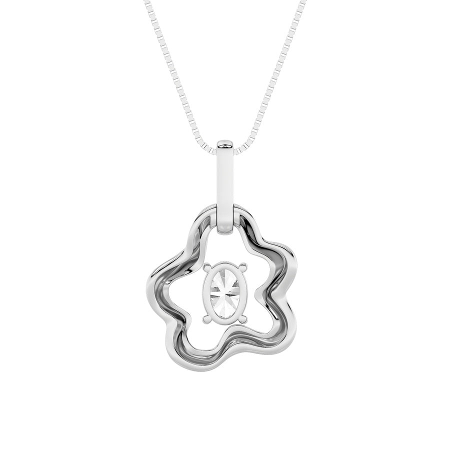 1Cttw Oval Shaped Lab Grown Diamond (F/VS) OrganicDesign Solitaire Pendant in 14K Gold