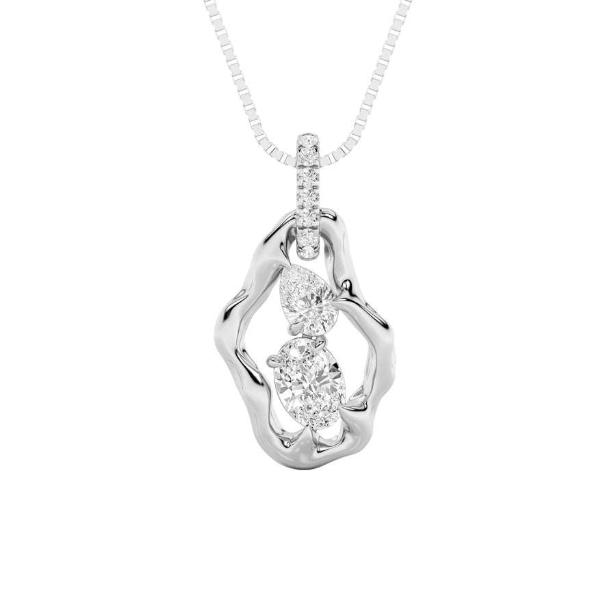 Oval Shape Organic Design Solitaire Pendant lab grown diamond