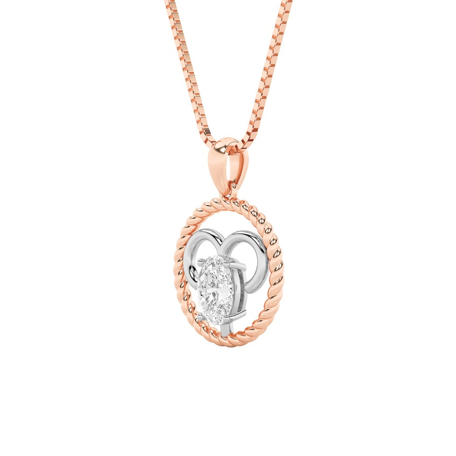 1Cttw Oval Shaped Lab Grown Diamond (F/VS) ZodiacPendant in 14K Gold