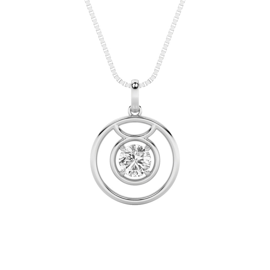 1Cttw Round Shaped Lab Grown Diamond (F/VS) ZodiacPendant in 14K Gold