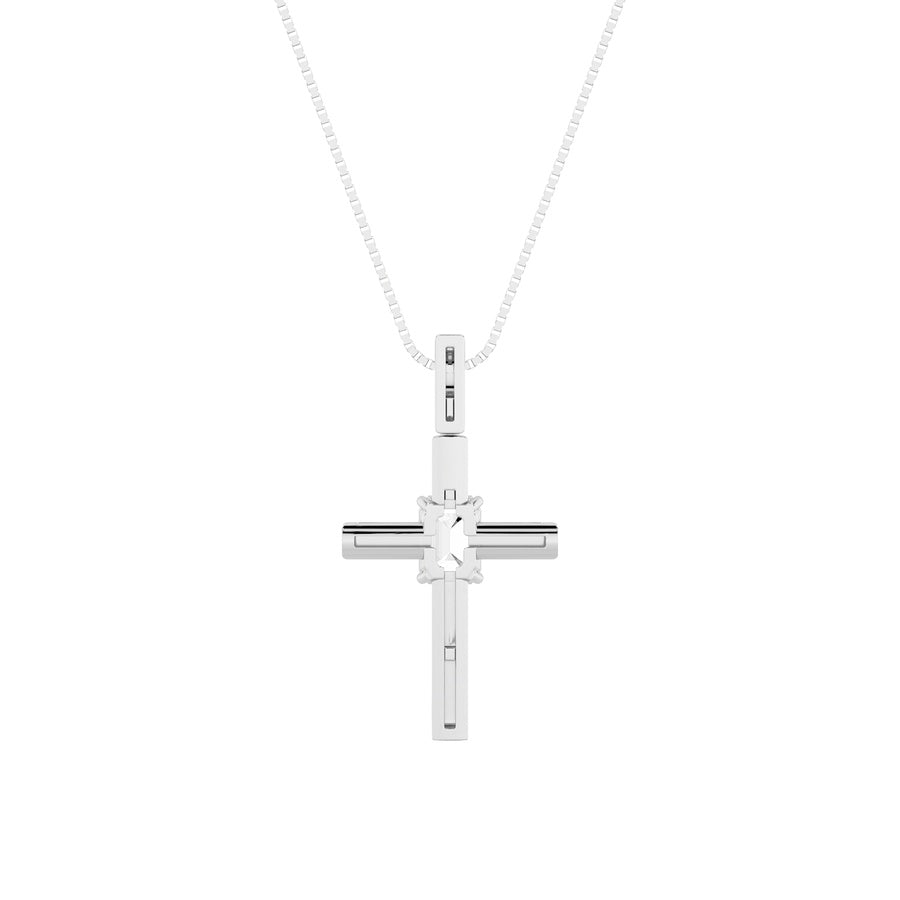 Emerald Shape Cross Pendant lab grown diamond
