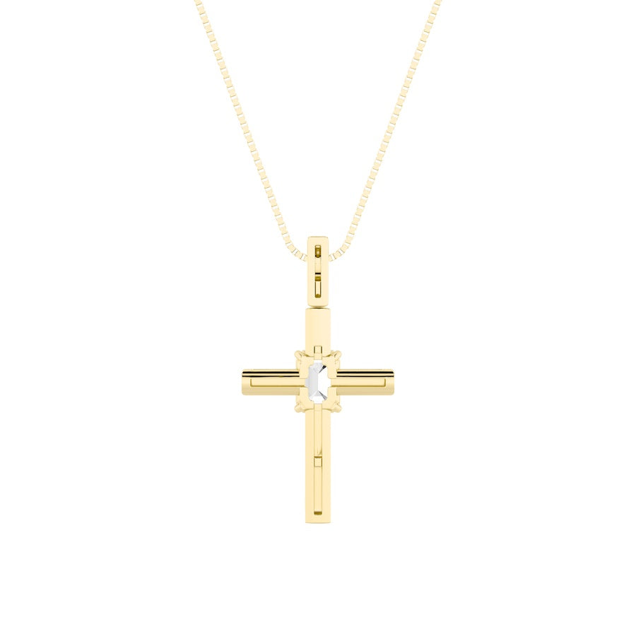 0.5Cttw Emerald Shaped Lab Grown Diamond (F/VS) Cross Pendant in 14K Gold