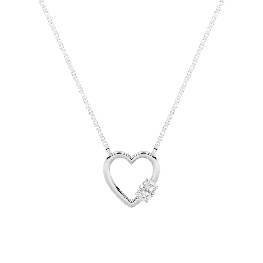 0.5Cttw Oval Shaped Lab Grown Diamond (F/VS) HeartShaped Necklace in 14K Gold