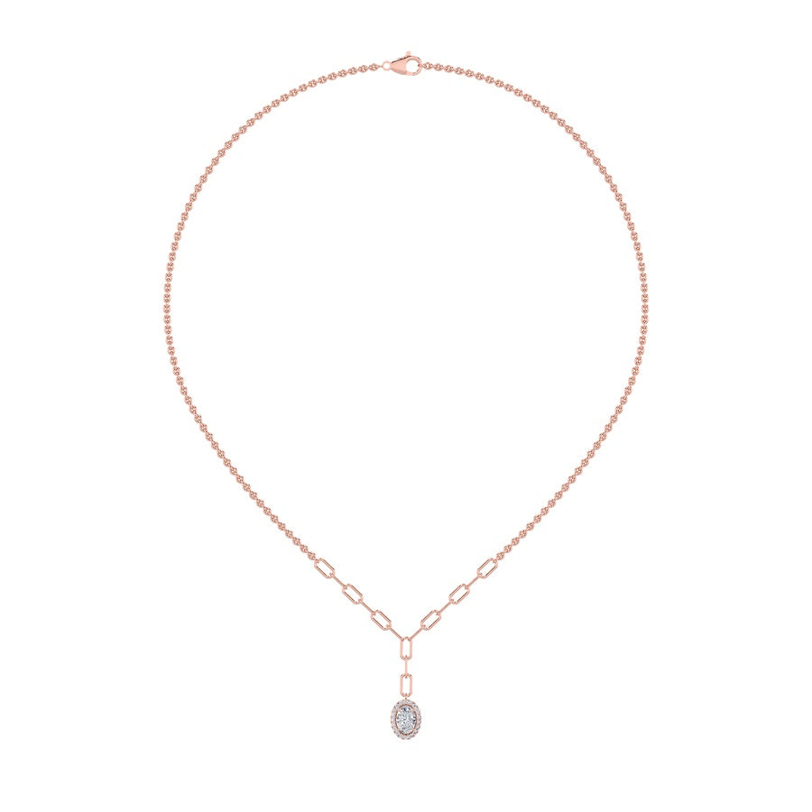 Oval Shape Solitaire Necklace lab grown diamond