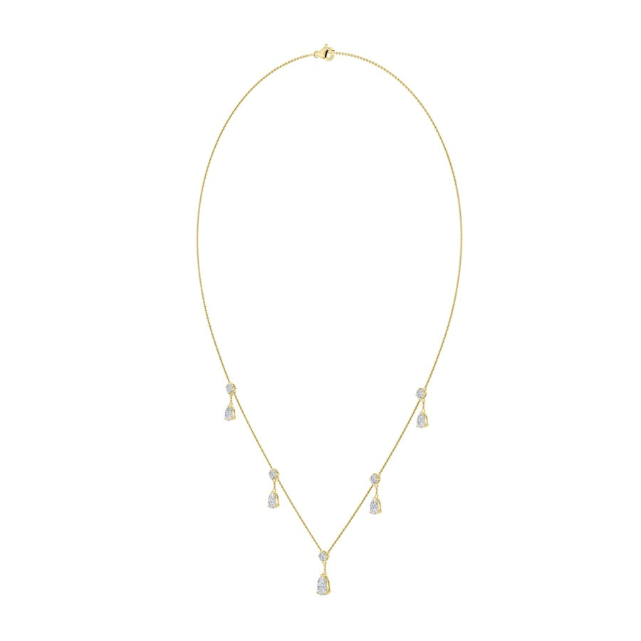 3Cttw Pear Shaped Lab Grown Diamond (F/VS) Solitaire Necklace in 14K Gold