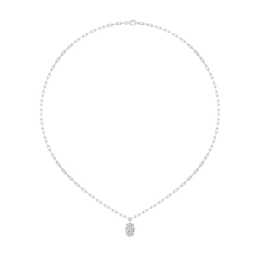 2Cttw Oval Shaped Lab Grown Diamond (F/VS) StrataChic Collection Necklace in 14K Gold