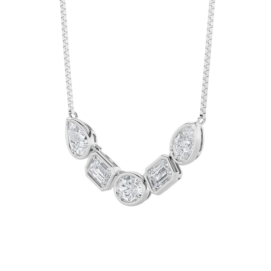 2.5Cttw Oval Shaped Lab Grown Diamond (F/VS) FiveStone Necklace in 14K Gold