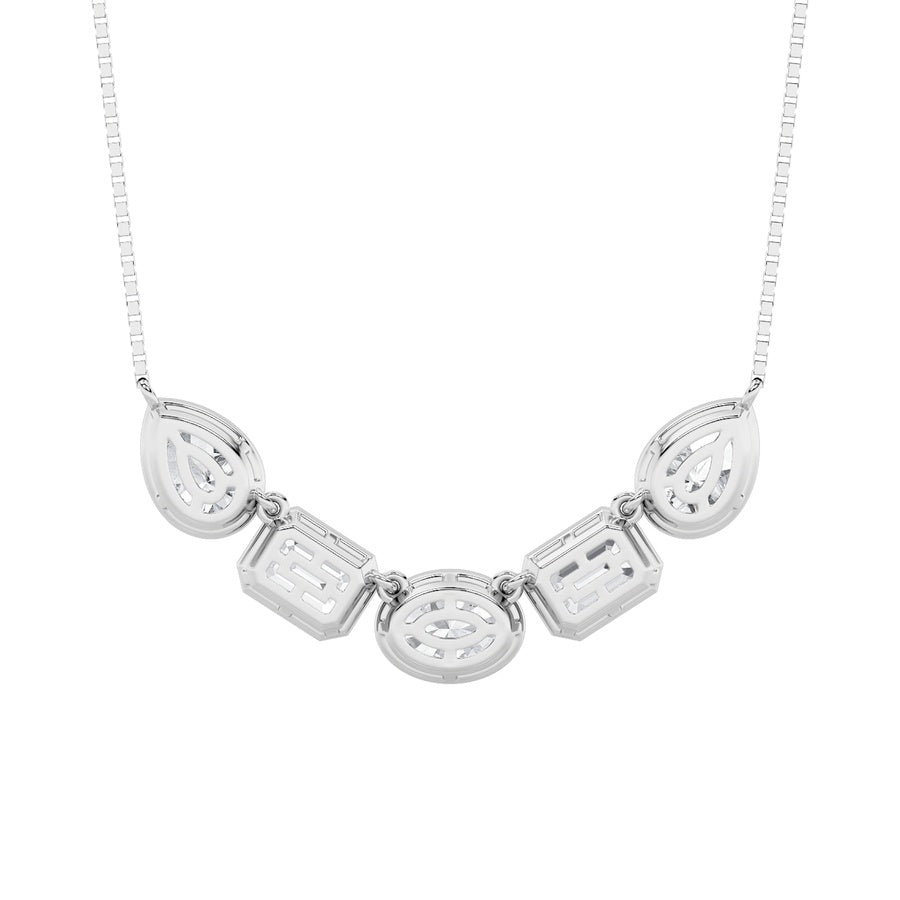 2.5Cttw Oval Shaped Lab Grown Diamond (F/VS) FiveStone Necklace in 14K Gold