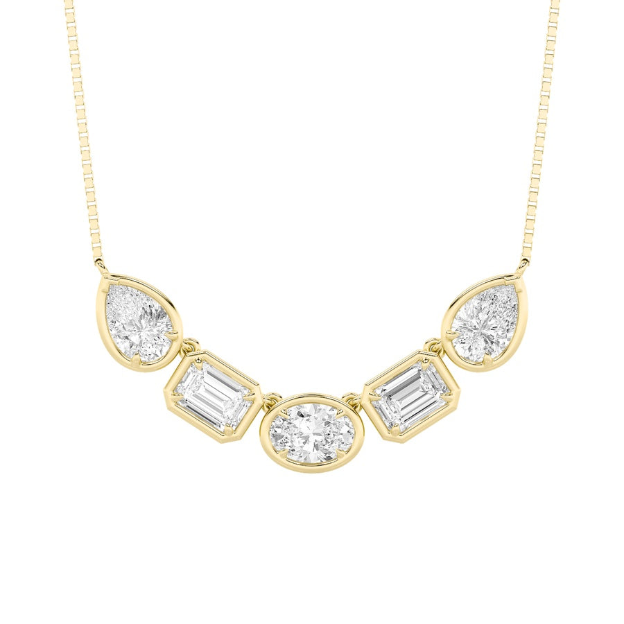 2.5Cttw Oval Shaped Lab Grown Diamond (F/VS) FiveStone Necklace in 14K Gold