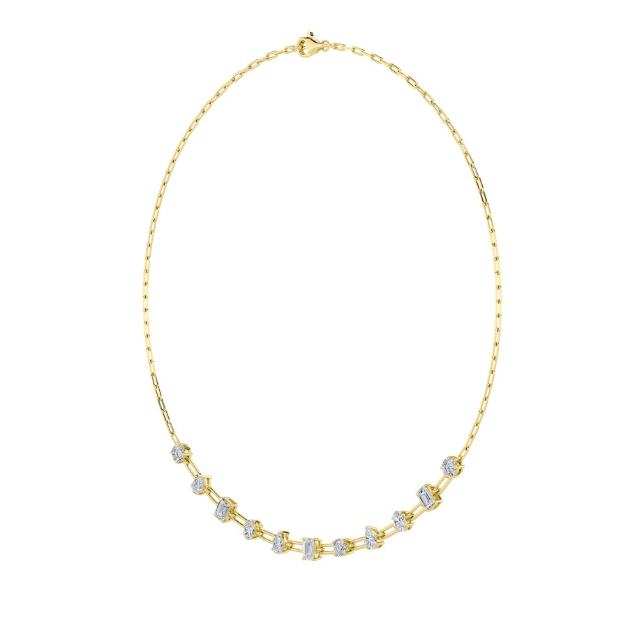4Cttw Emerald, Pear, Oval and Round Shaped Lab Grown Diamond (F/VS) Station Necklace in 14K Gold