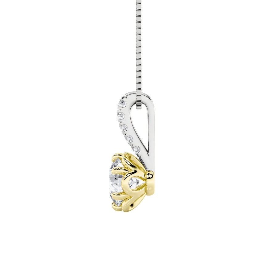 1.5Cttw Round Shaped Lab Grown Diamond (F/VS) TwoTone  Pendant in 14K Gold