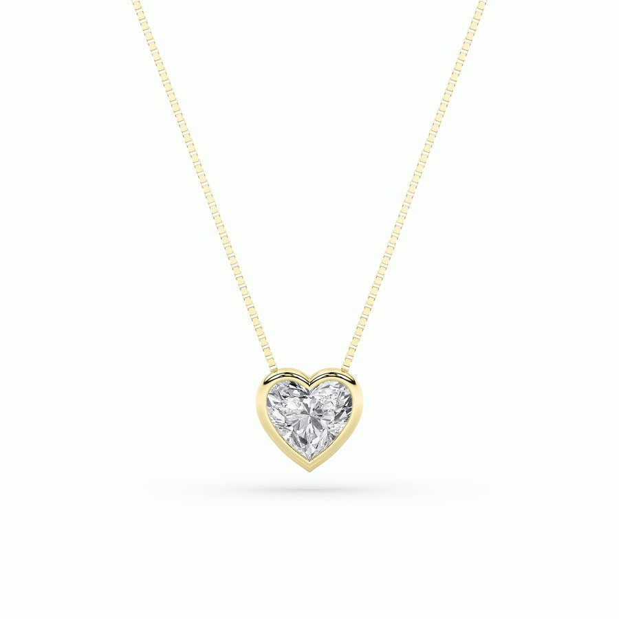 Heart Shape Bezel Set Solitaire Pendant lab grown diamond
