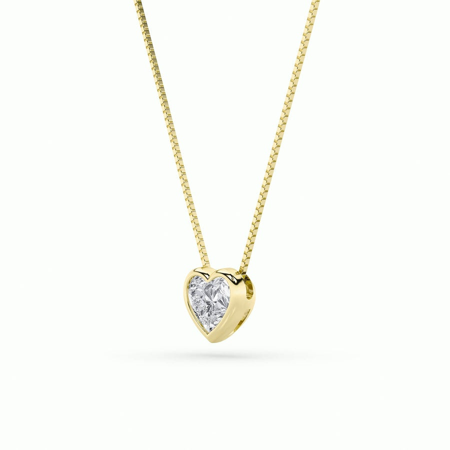 Heart Shape Bezel Set Solitaire Pendant lab grown diamond