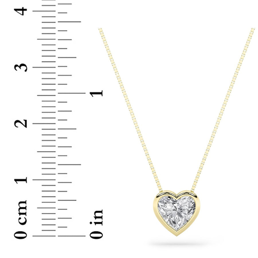 Heart Shape Bezel Set Solitaire Pendant lab grown diamond