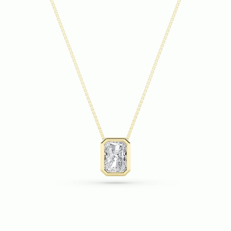 Radiant Shape Bezel Set Solitaire Pendant lab grown diamond