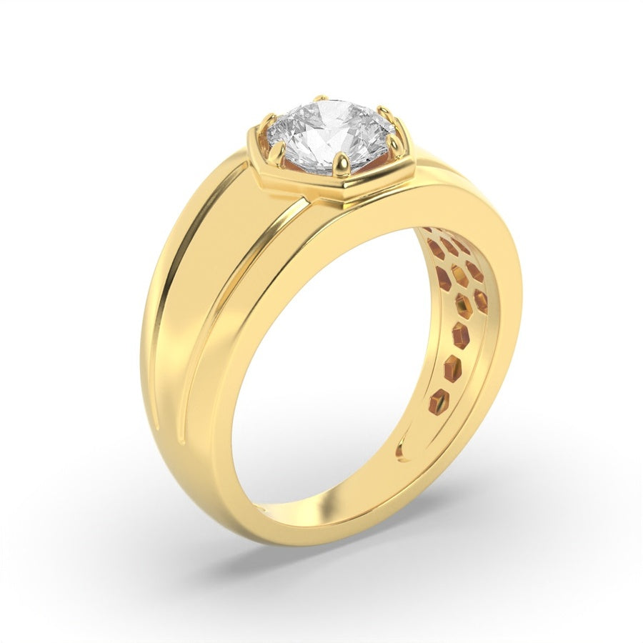 2Cttw Round Shaped Lab Grown Diamond (F/VS) Mens Ring in 14K White Gold