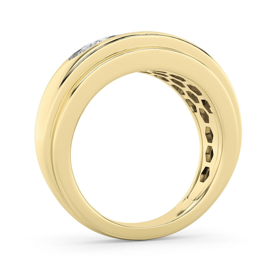 3Cttw Round Shaped Lab Grown Diamond (G/VS) Mens Ring in 14K Gold