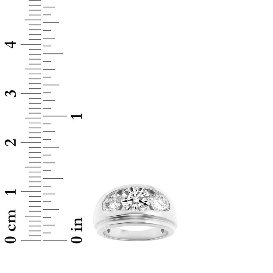 3Cttw Round Shaped Lab Grown Diamond (G/VS) Mens Ring in 14K Gold