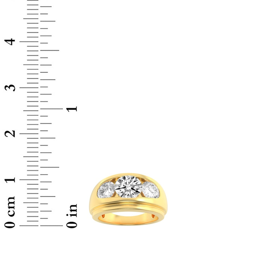 3Cttw Round Shaped Lab Grown Diamond (G/VS) Mens Ring in 14K Gold
