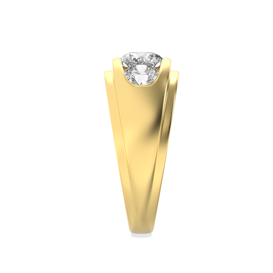 3Cttw Round Shaped Lab Grown Diamond (G/VS) Mens Ring in 14K Gold