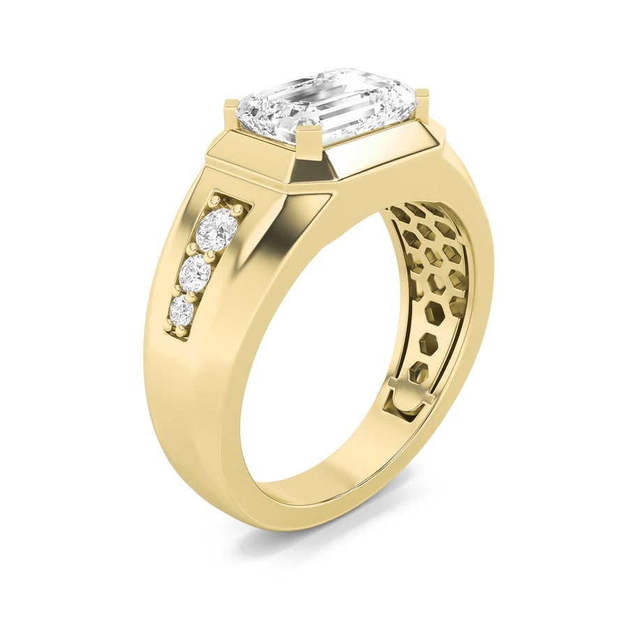 3.25Cttw Emerald Shaped Lab Grown Diamond (F/VS) Ring in 14K Gold