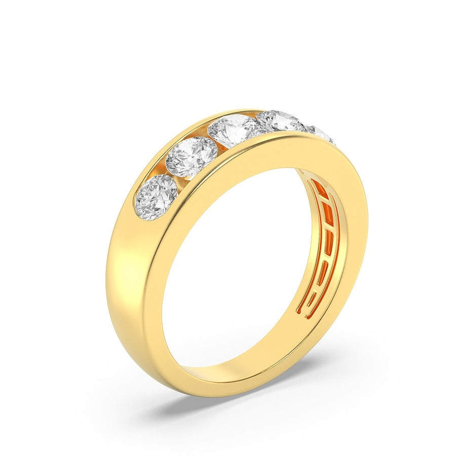 2Cttw Round Shaped Lab Grown Diamond (F/VS) Mens Ring in 14K Gold