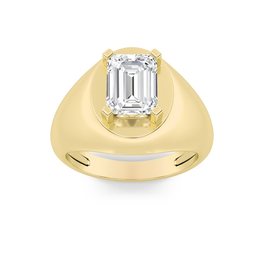 3Cttw Emerald Shaped Lab Grown Diamond (F/VS) Men's Ring in 14K Gold