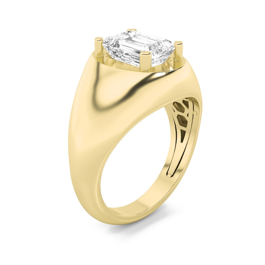 3Cttw Emerald Shaped Lab Grown Diamond (F/VS) Men's Ring in 14K Gold