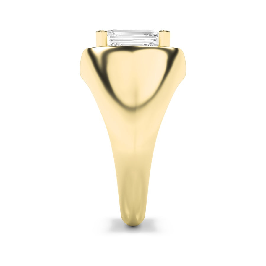3Cttw Emerald Shaped Lab Grown Diamond (F/VS) Men's Ring in 14K Gold