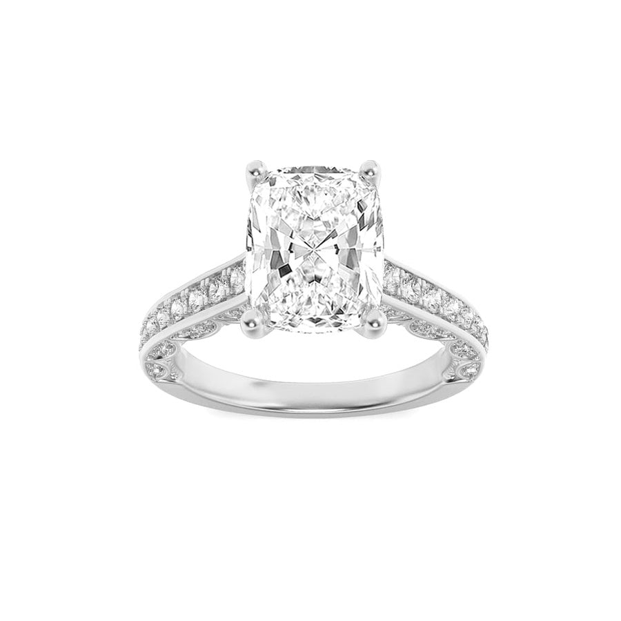 2.5Cttw Elongated Cushion Shaped Lab Grown Diamond(G/VS) Accented Engagement Ring in 14K Gold