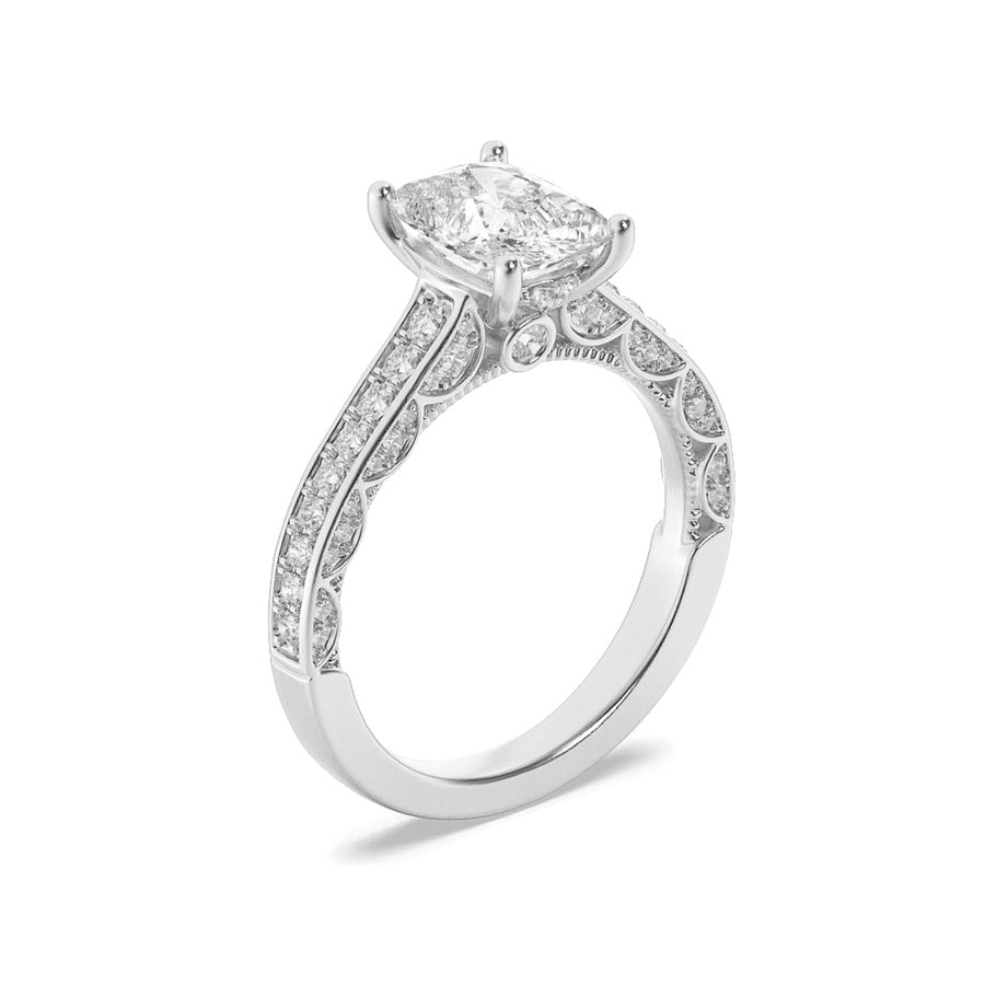 2.5Cttw Elongated Cushion Shaped Lab Grown Diamond(G/VS) Accented Engagement Ring in 14K Gold