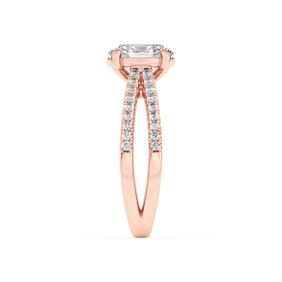 Oval Shape Cross Shank Accented Engagement Ring lab grown diamond