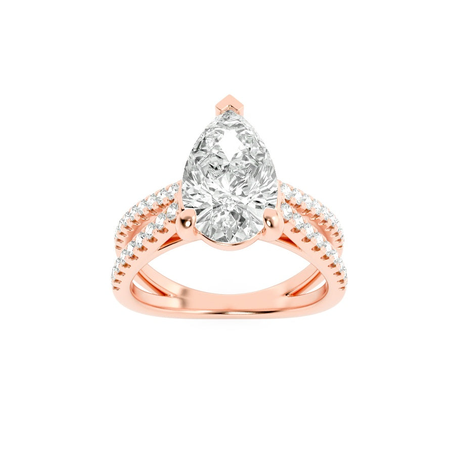 2Cttw Pear Shaped Lab Grown Diamond (F/VS) Cross Shank Accented Engagement Ring in 14K Gold