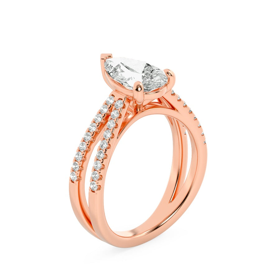 2Cttw Pear Shaped Lab Grown Diamond (F/VS) Cross Shank Accented Engagement Ring in 14K Gold