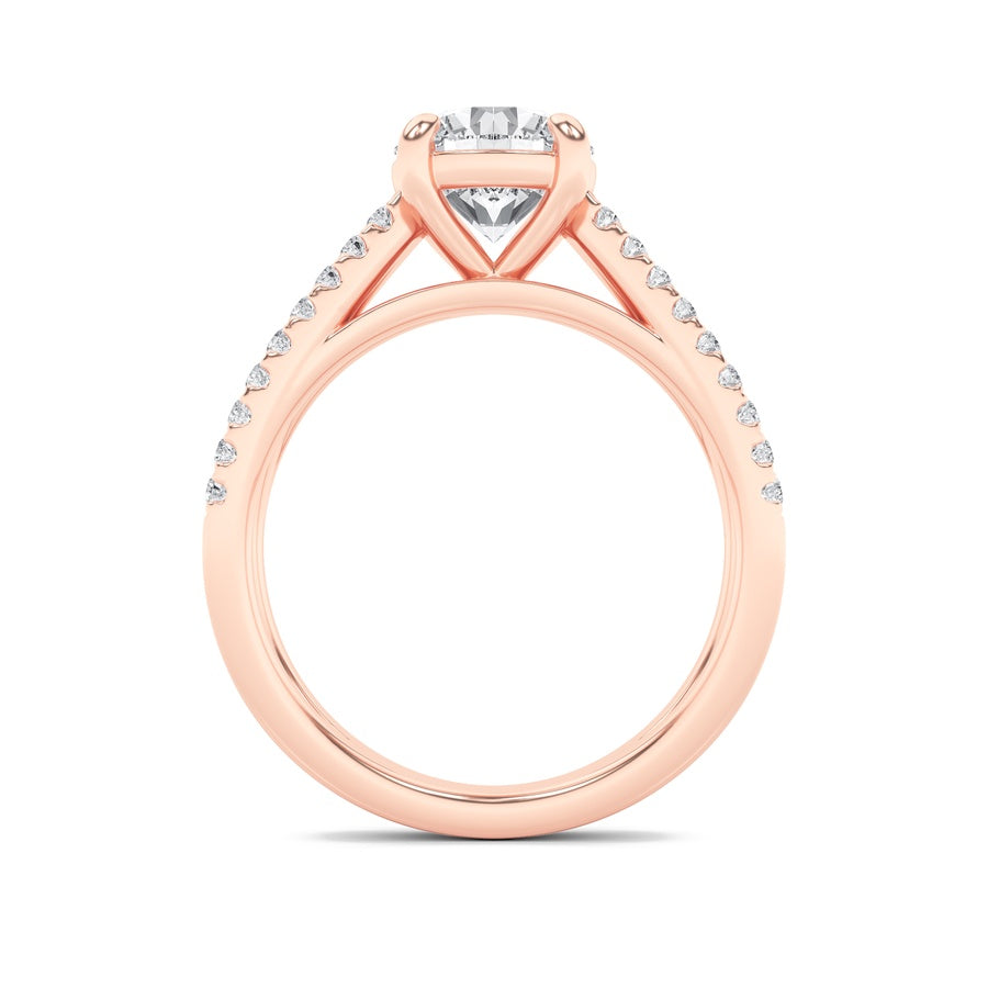 2Cttw Round Shaped Lab Grown Diamond (F/VS) CrossShank Accented Engagement Ring in 14K Gold