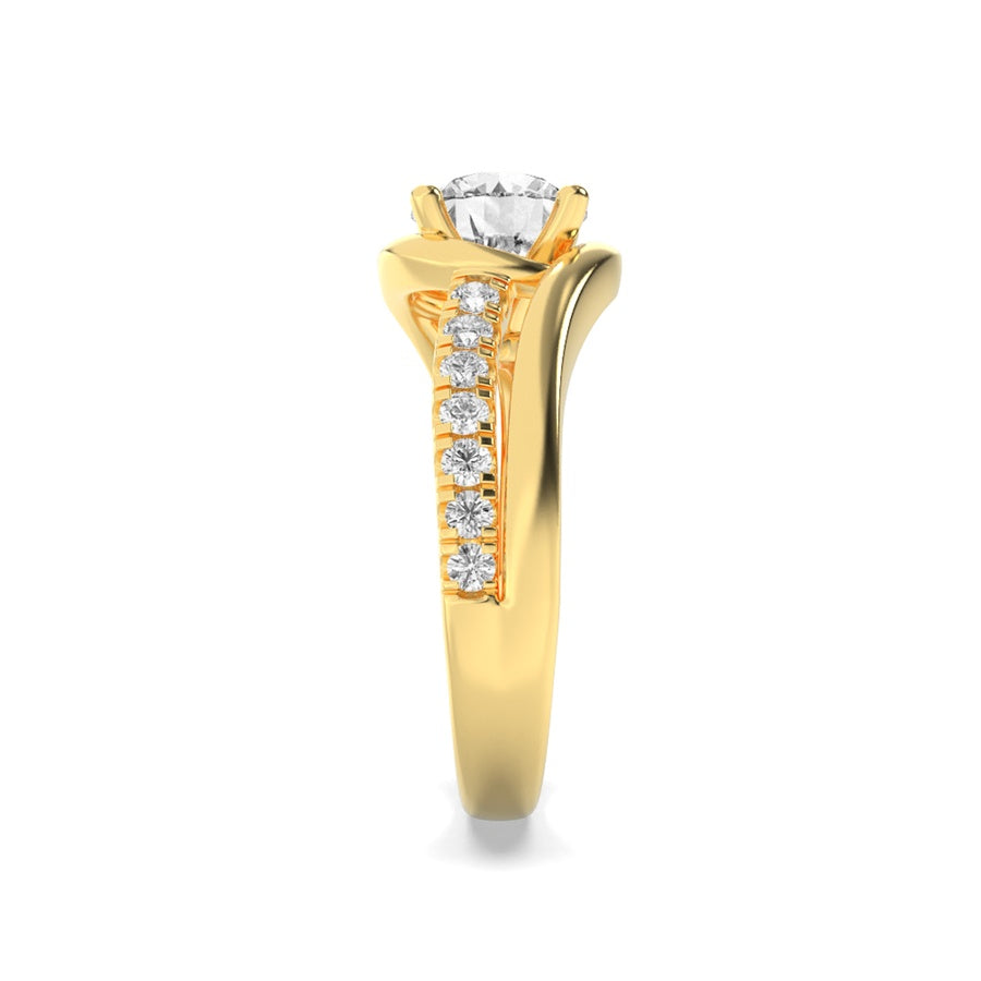 2Cttw Round Shaped Lab Grown Diamond (G/VS) SwirlShank Accented Engagement Ring in 14K Gold