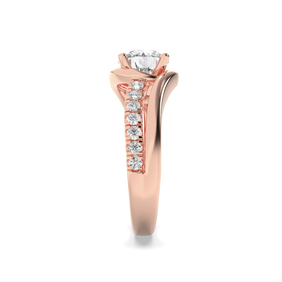 2Cttw Round Shaped Lab Grown Diamond (G/VS) SwirlShank Accented Engagement Ring in 14K Gold
