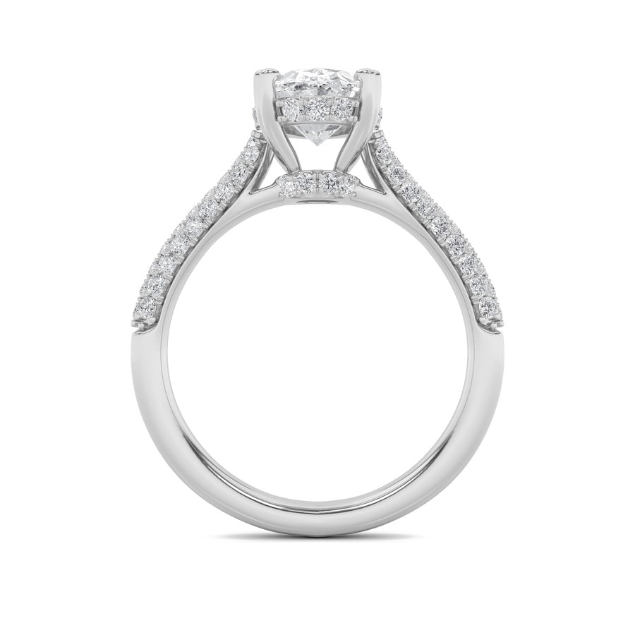 3Cttw Oval Shaped Lab Grown Diamond (F/VS) TripleRow Accented Engagement Ring in 14K Gold