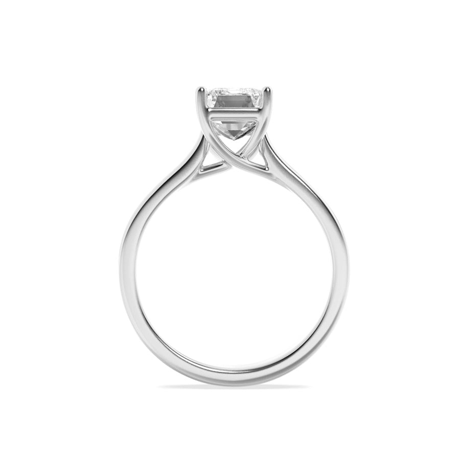Emerald Shape Plain Cathedral Trellis Shank Solitaire Engagement Ring lab grown diamond