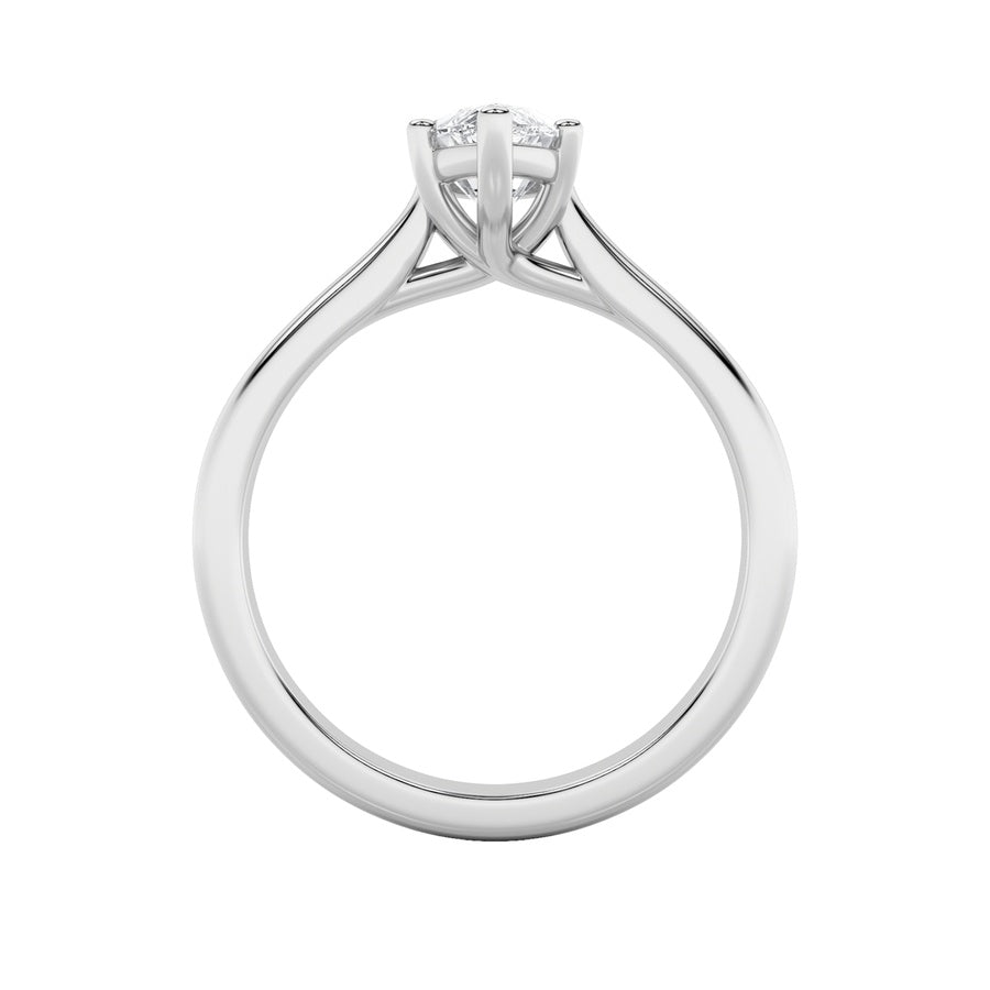 1Cttw Marquise Shaped Lab Grown Diamond (F/VS) Plain Cathedral Trellis Shank Solitaire Engagement Ring in 14K Gold