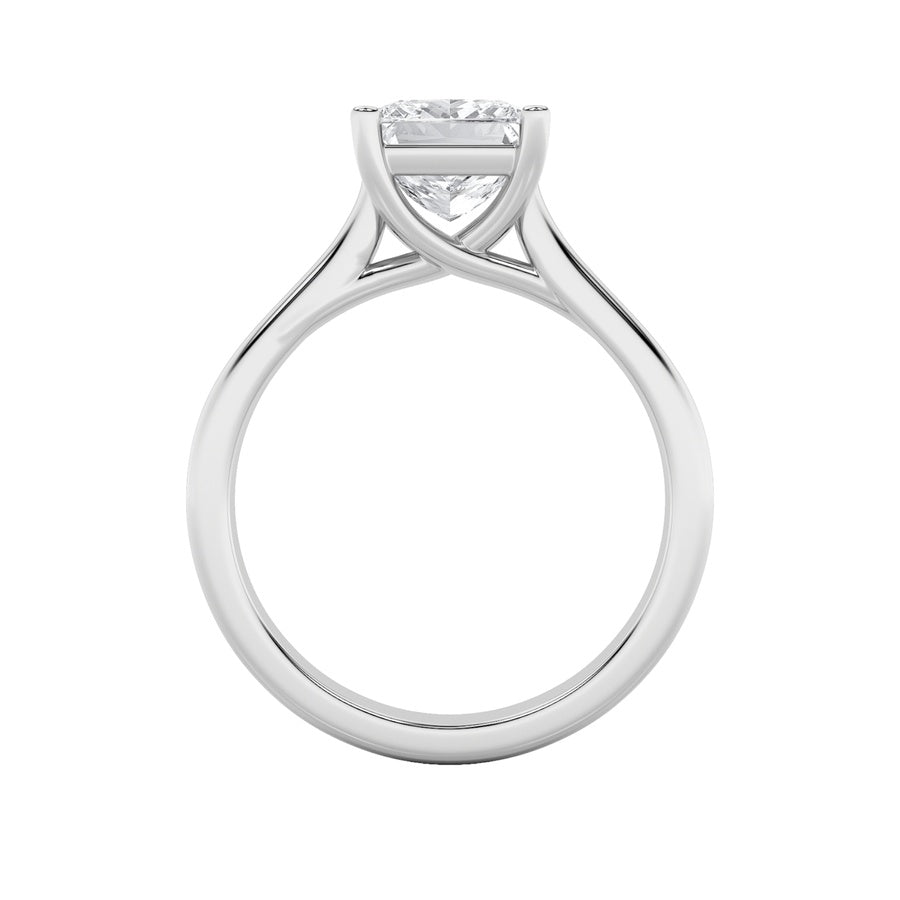 2Cttw Princess Shaped Lab Grown Diamond (F/VS) Plain Cathedral Trellis Shank Solitaire Engagement Ring in 14K Gold