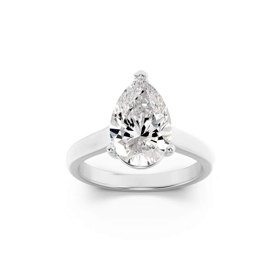 Pear Shape Plain Cathedral Trellis Shank Solitaire Engagement Ring lab grown diamond