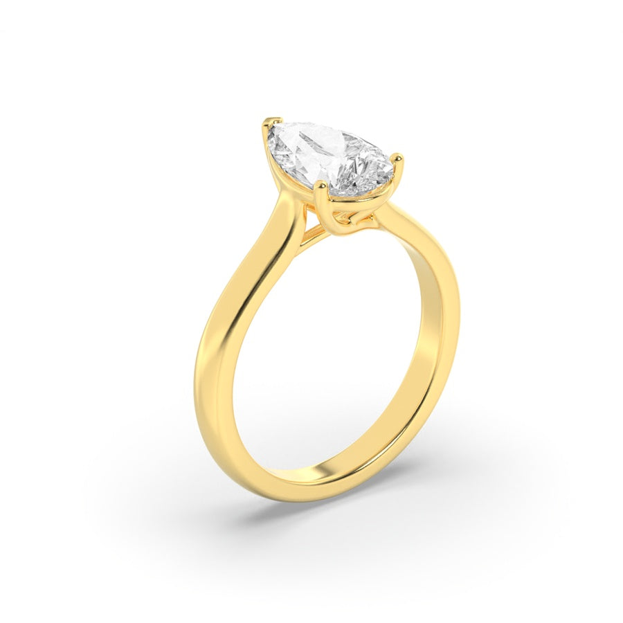 Pear Shape Plain Cathedral Trellis Shank Solitaire Engagement Ring lab grown diamond