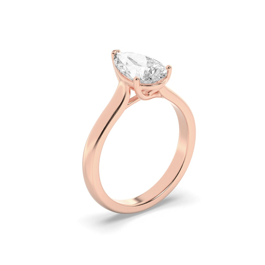 Pear Shape Plain Cathedral Trellis Shank Solitaire Engagement Ring lab grown diamond